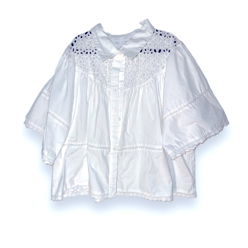Zara White Eyelet Shirt Size 13-14